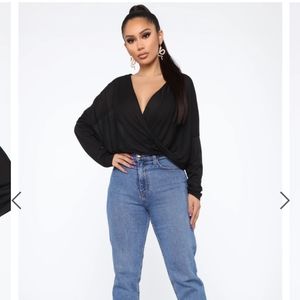 Fashion Nova Twisted Heart Top Black